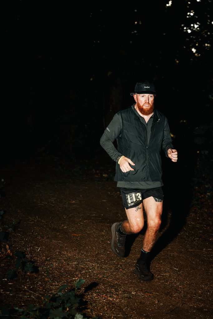 Running in the dusk as night fell at the MOAR events backyard ultra
